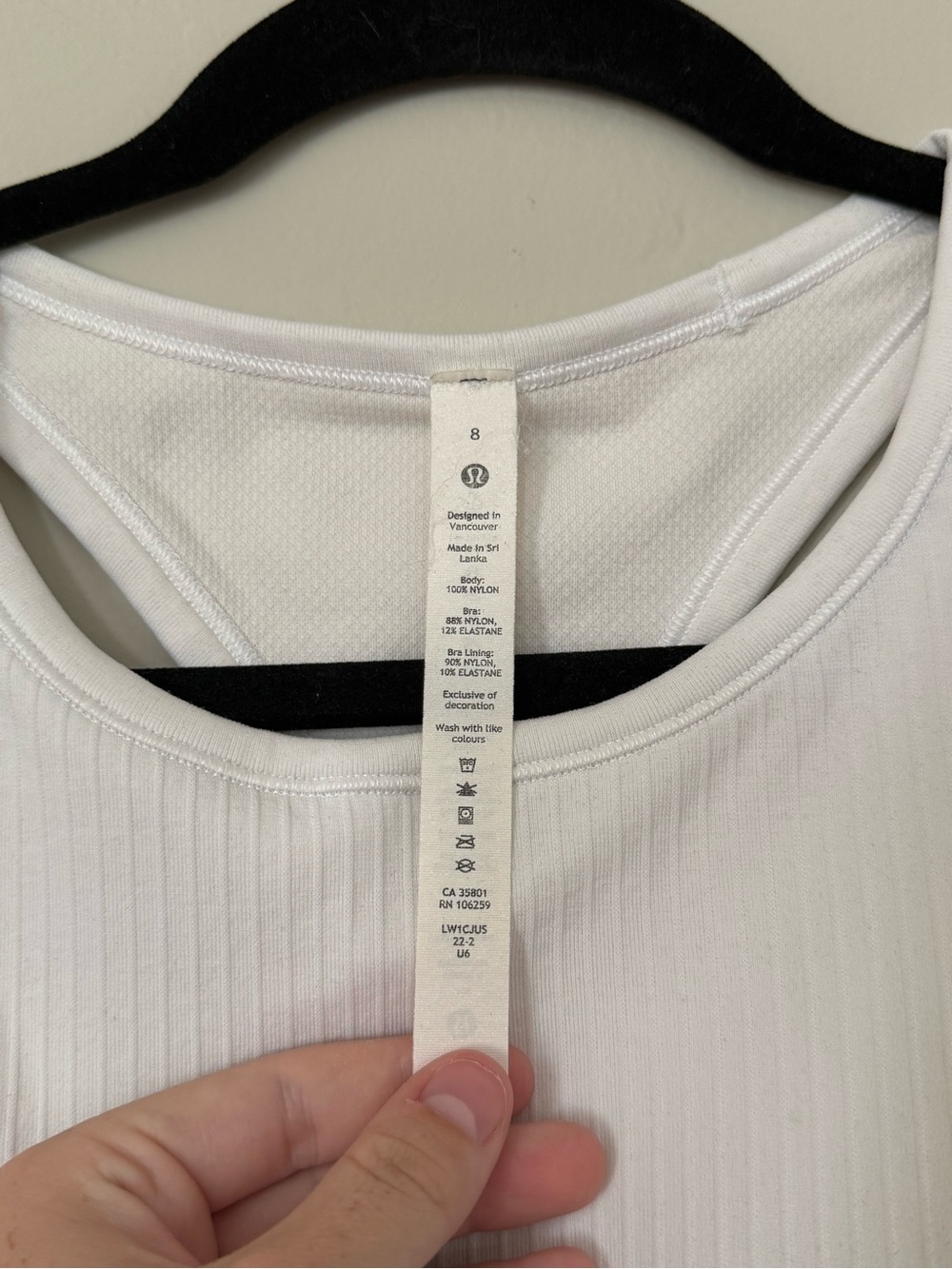 Women’s Lulumon White Ribbed Tank Top - Picture 4 of 4